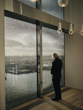Manfred Eicher of ECM photographed at Elbphilharmonie by Maximilian Motel 